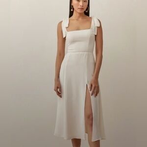 Reformation Twilight Dress – Ivory Midi with Bow straps